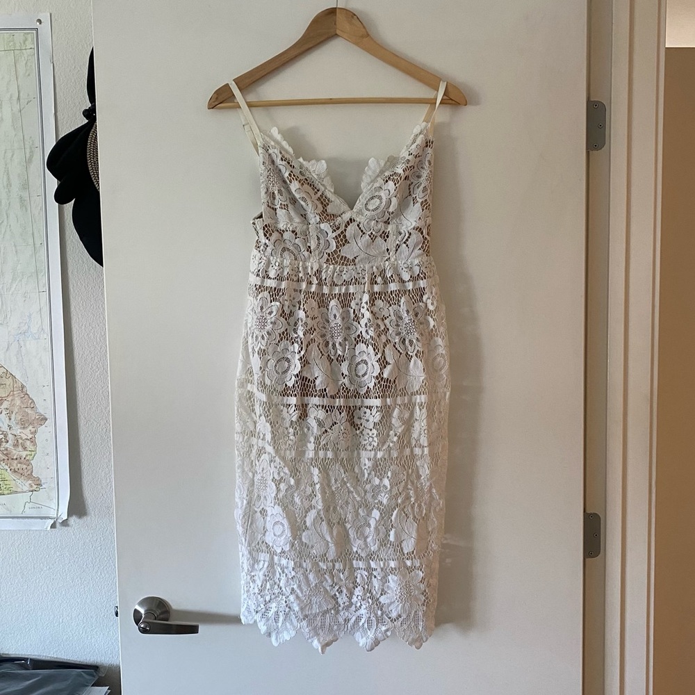 For Love and Lemons White Lace bodysuit Dress S